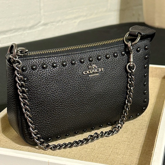 Coach Nolita Black Leather with Rivets - Picture 1 of 9